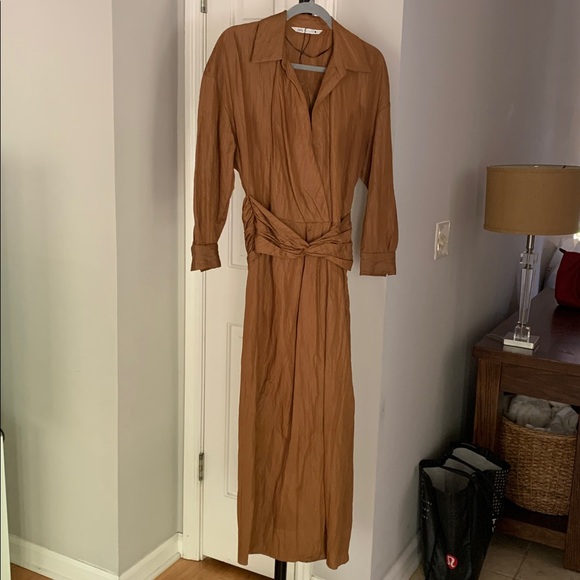 Zara draped camel dress - Picture 9 of 14